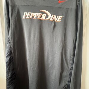 Nike Men's Gray Long Sleeve Shirt with Orange Logo